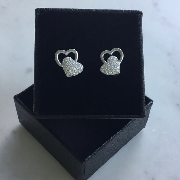 Sterling Silver Cz Heart Earrings - Picture 5 of 16